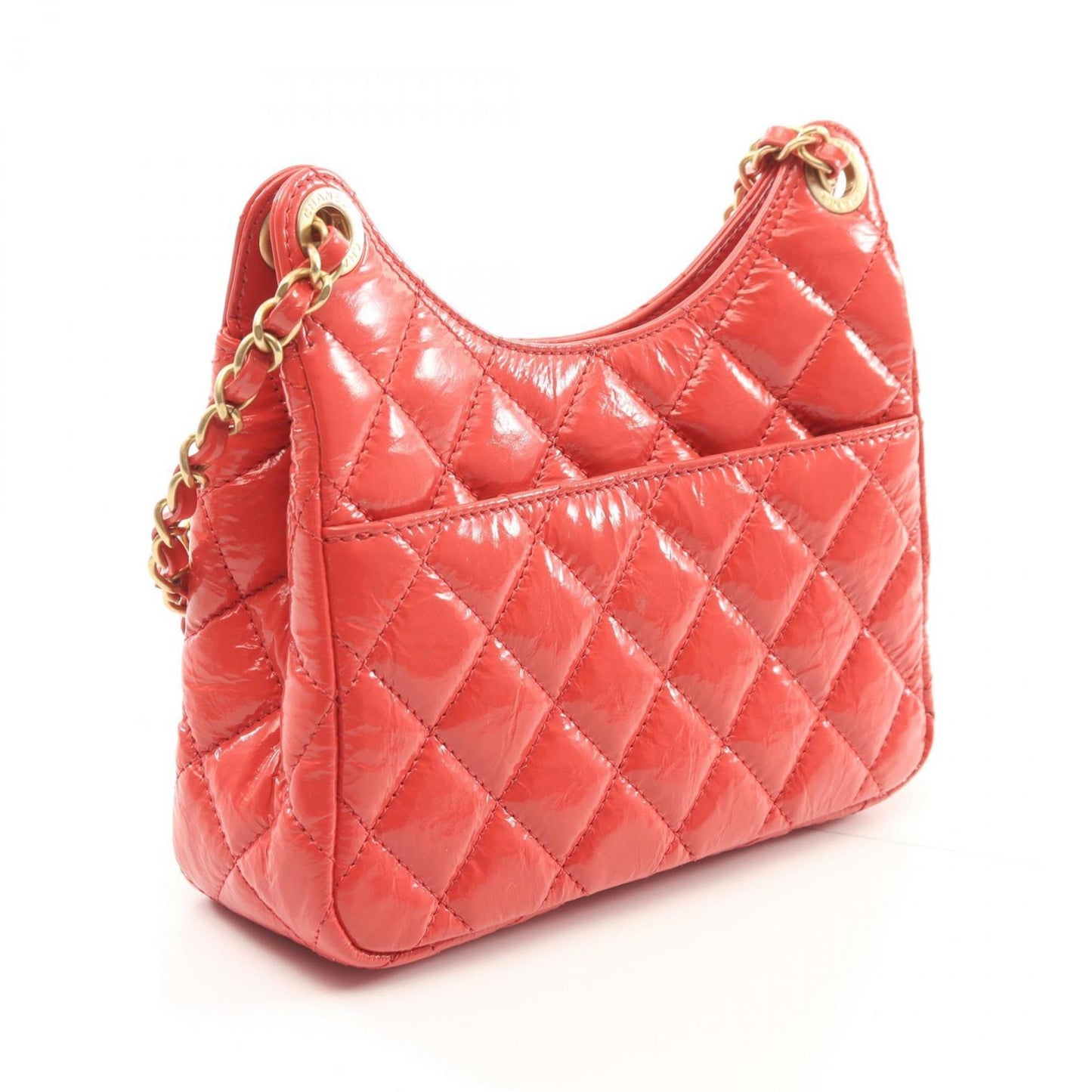 Chanel Patent Orange Shoulder Bags
