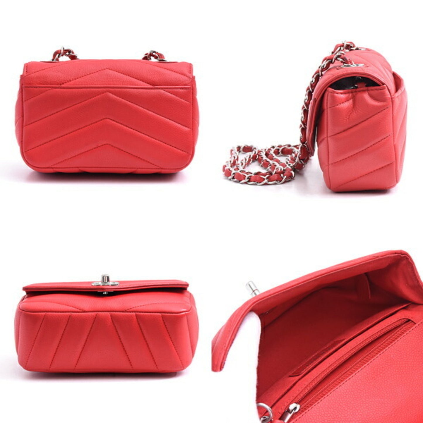 Chanel Calfskin Red Shoulder Bags