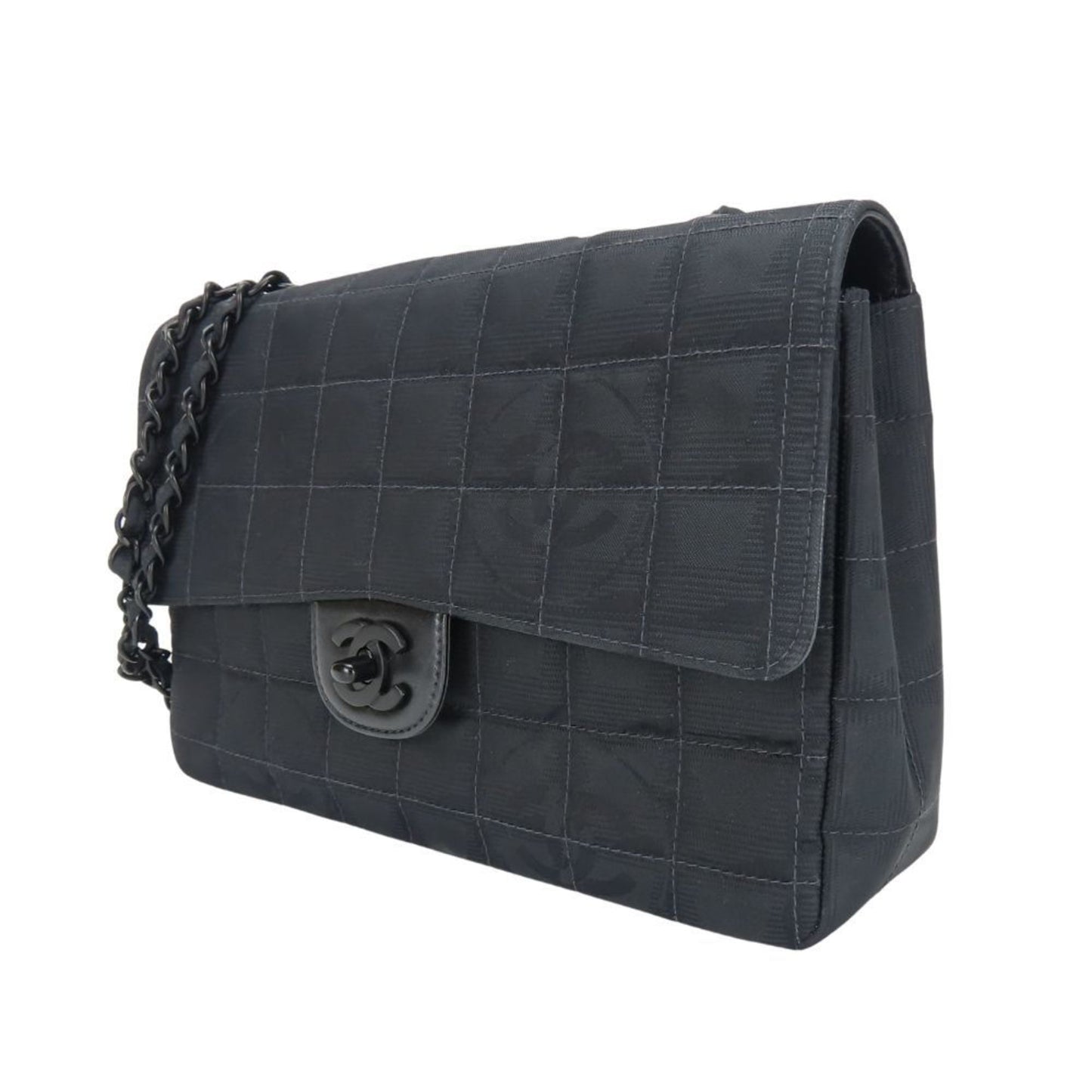 Chanel Woven Fabric Black Shoulder Bags