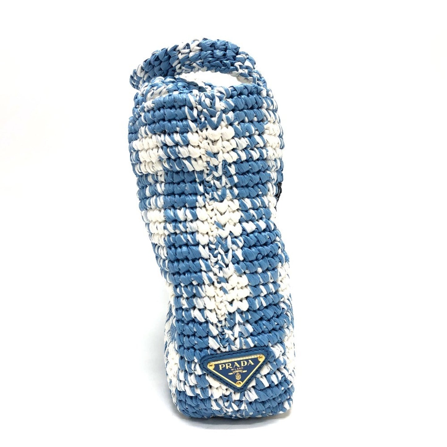 Prada Woven Fabric Blue Tote Bags