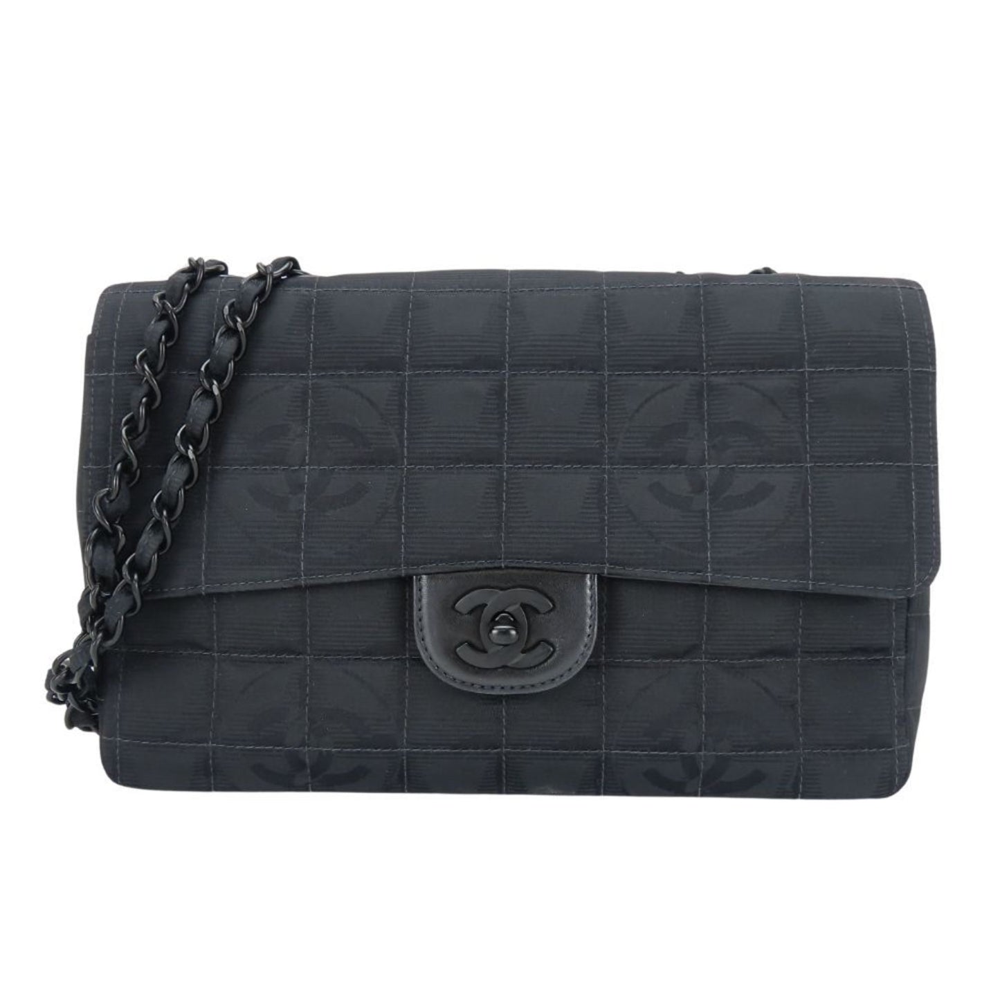 Chanel Woven Fabric Black Shoulder Bags