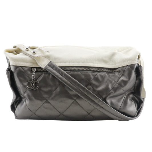 Chanel Coated Canvas Silver Shoulder Bags