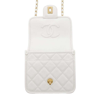 Chanel Calfskin White Shoulder Bags
