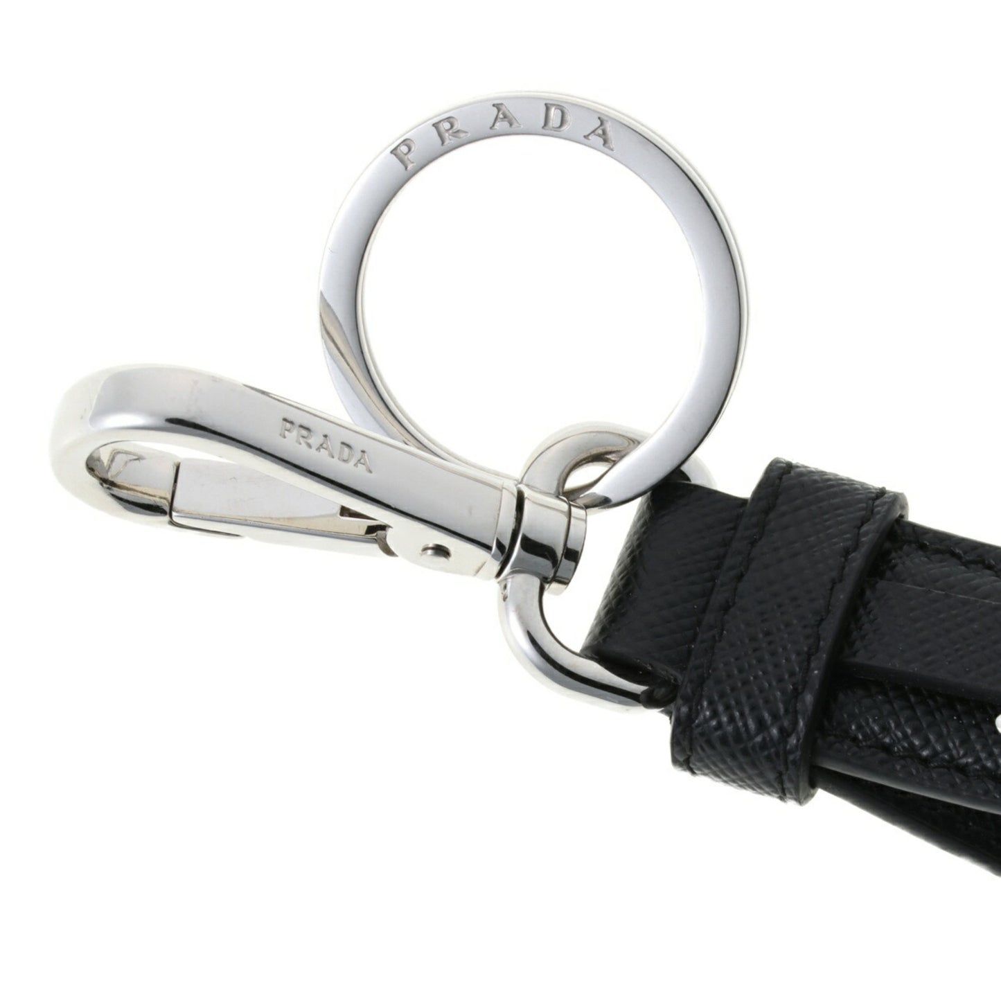 Prada Glossy Material Black Key Rings
