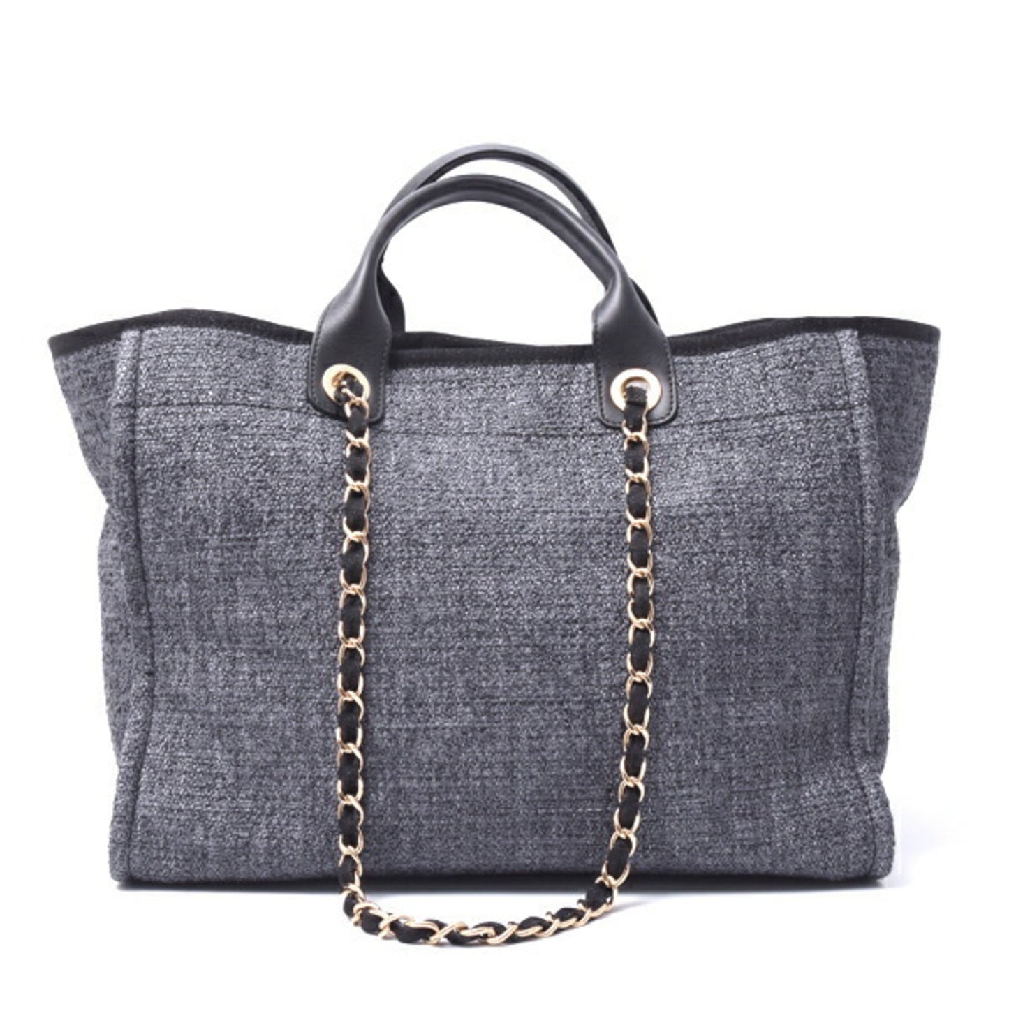 Chanel Woven Fabric Gray Tote Bags