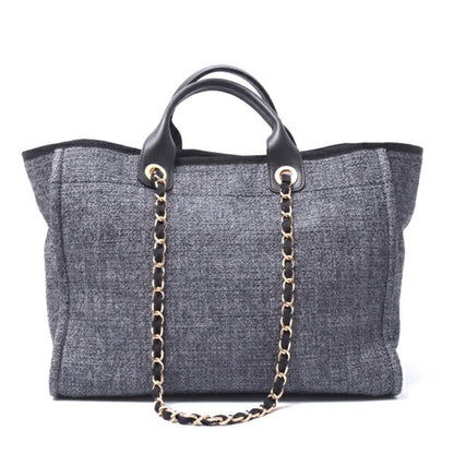 Chanel Woven Fabric Gray Tote Bags