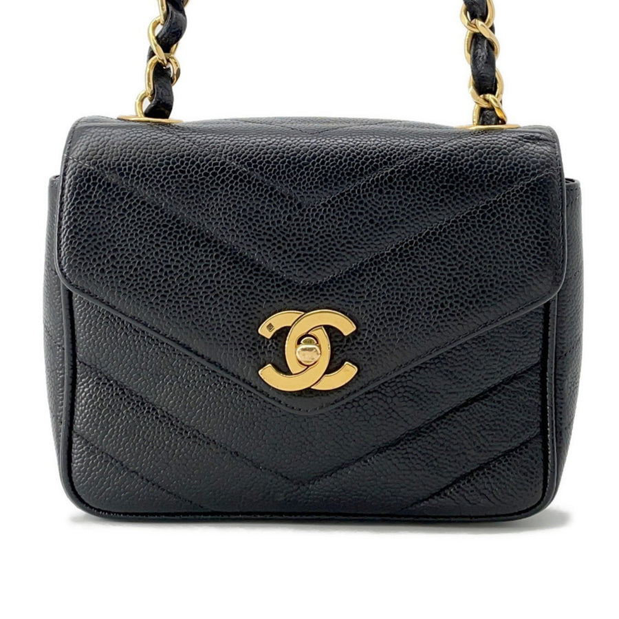 Chanel Calfskin Black Shoulder Bags