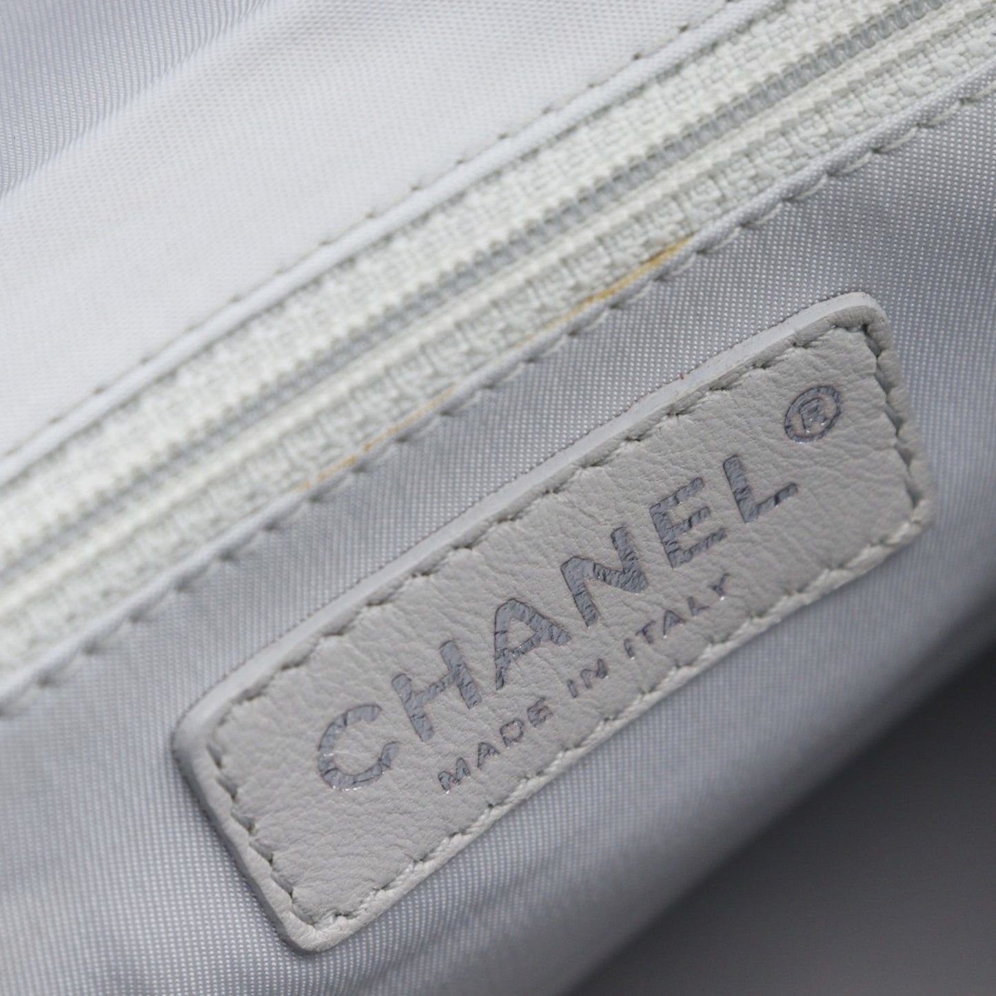 Chanel Coated Canvas Silver Shoulder Bags