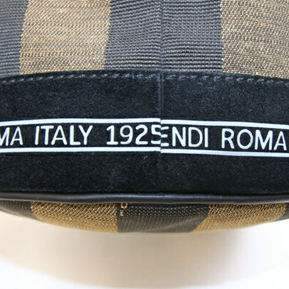 Fendi Woven Fabric Black Shoulder Bags