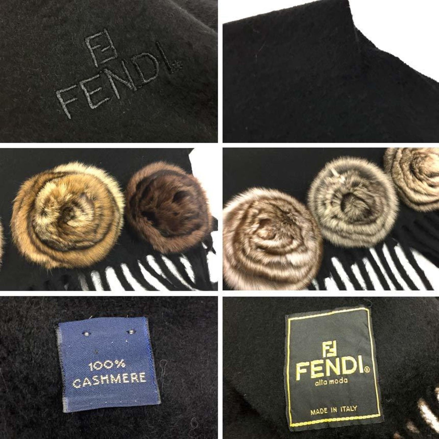 Fendi Cashmere Black Scarves