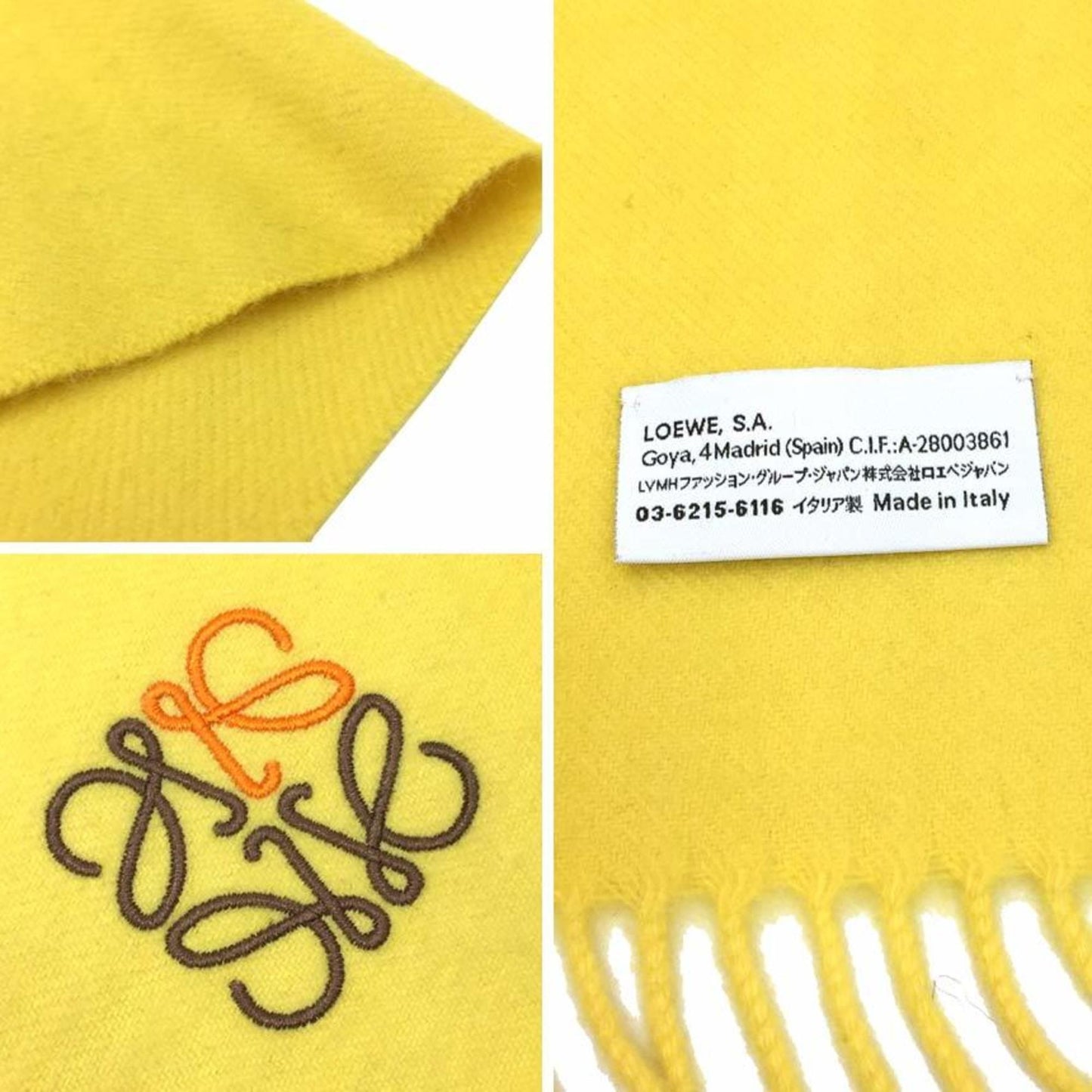Loewe Cashmere Yellow Scarves