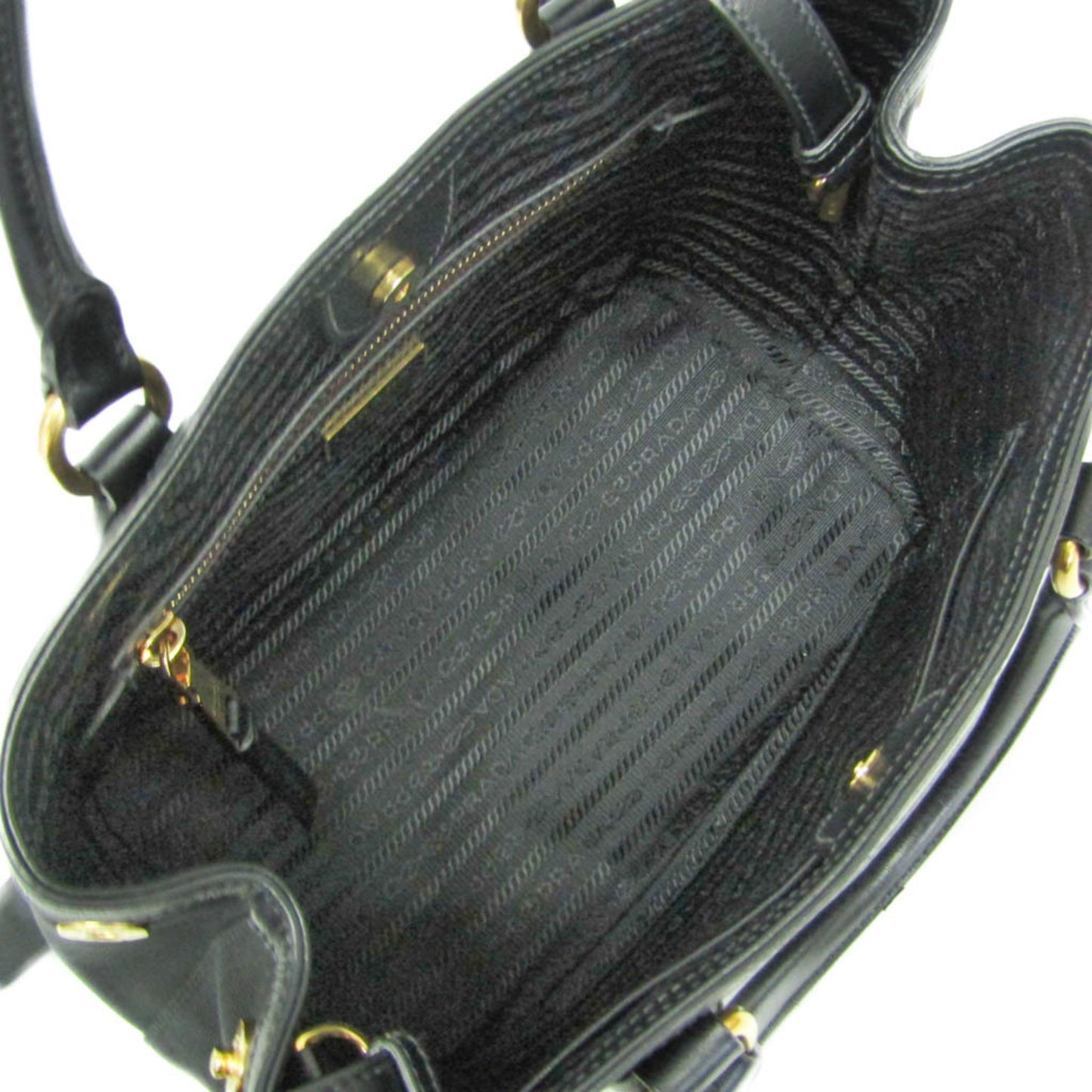Prada Woven Fabric Black Handbags