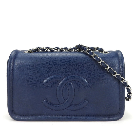 Chanel Calfskin Blue Shoulder Bags