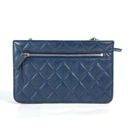 Chanel Calfskin Blue Shoulder Bags