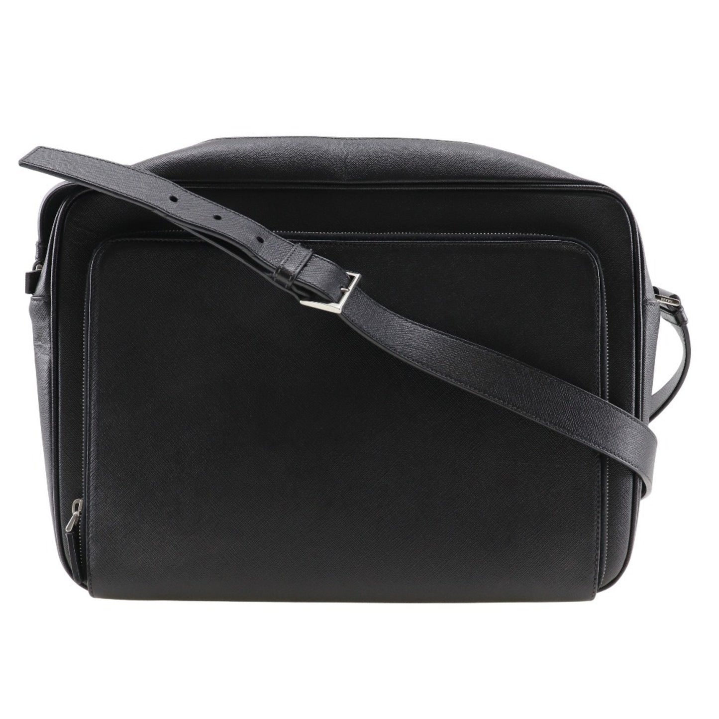 Prada Glossy Material Black Shoulder Bags