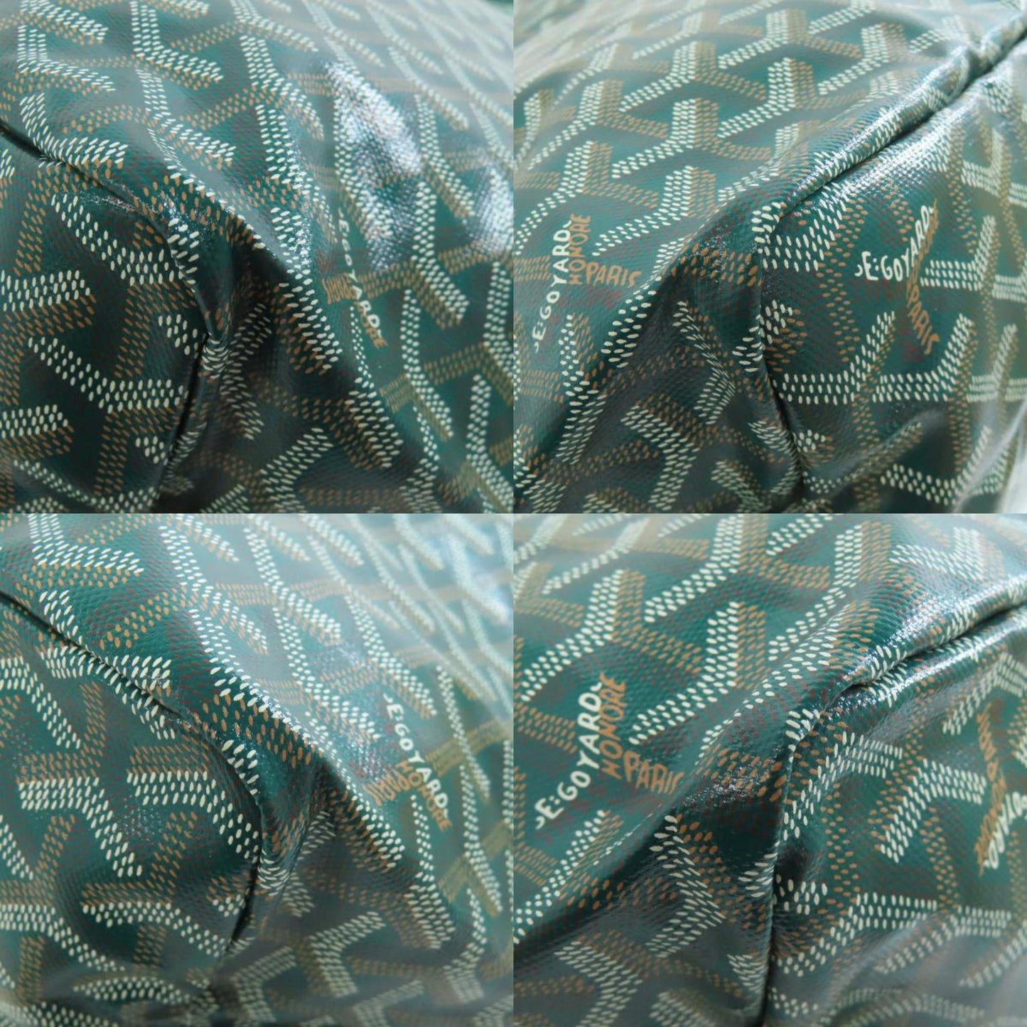 Goyard Coated Canvas Green Tote Bags