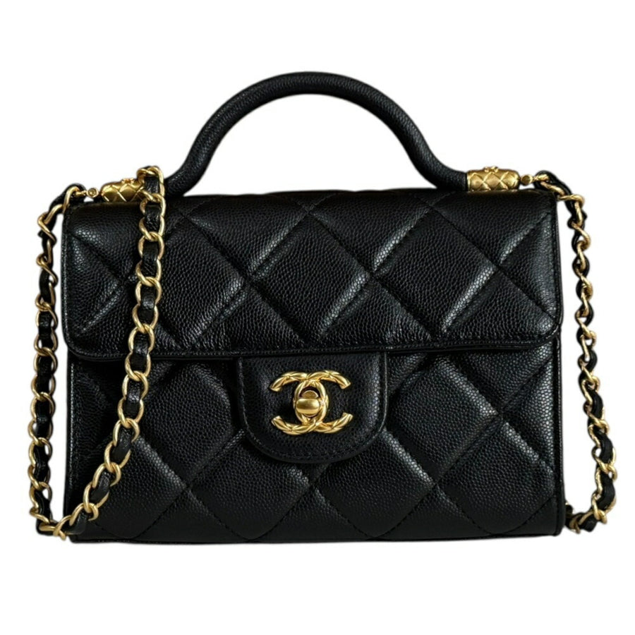 Chanel Calfskin Black Shoulder Bags