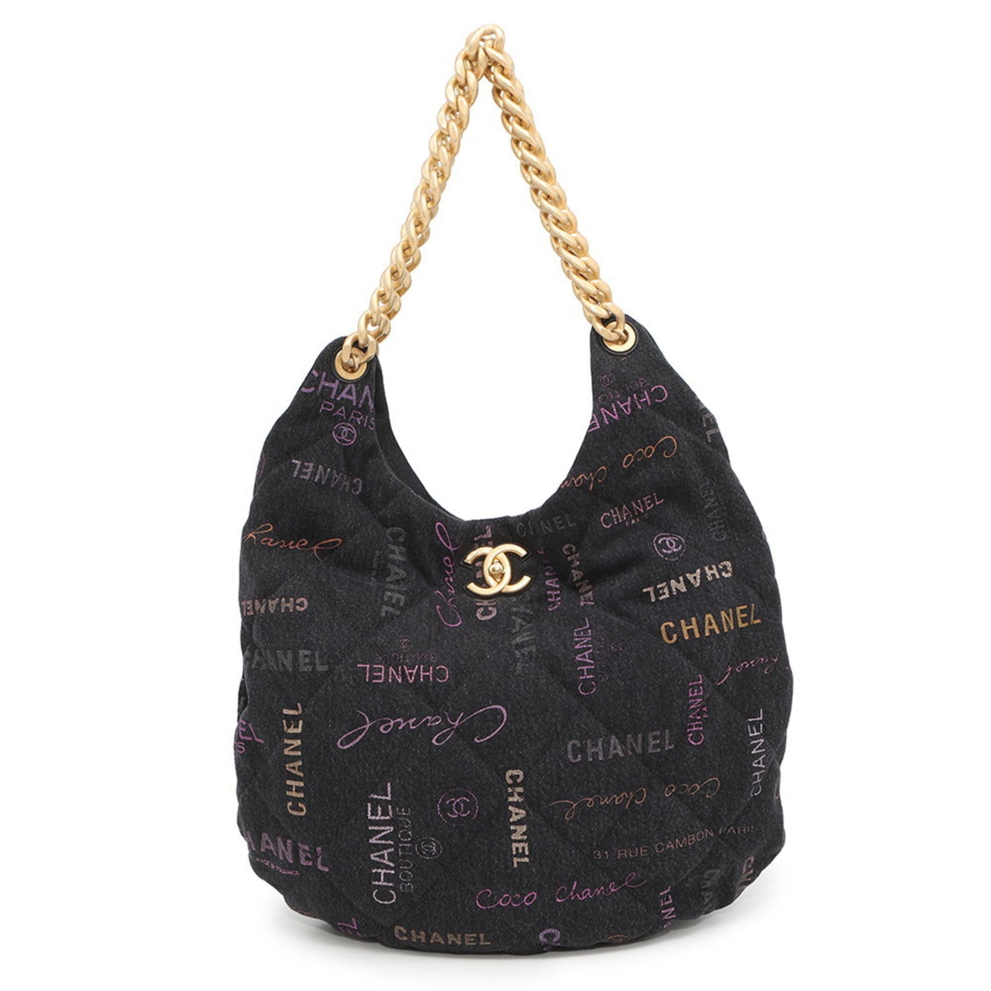 Chanel Denim Black Shoulder Bags