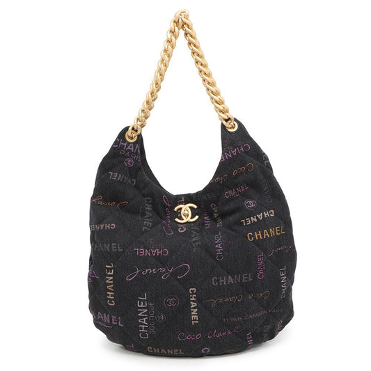 Chanel Denim Black Shoulder Bags