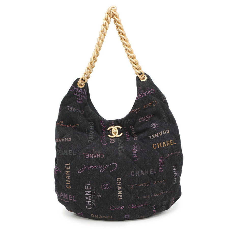 Chanel Denim Black Shoulder Bags