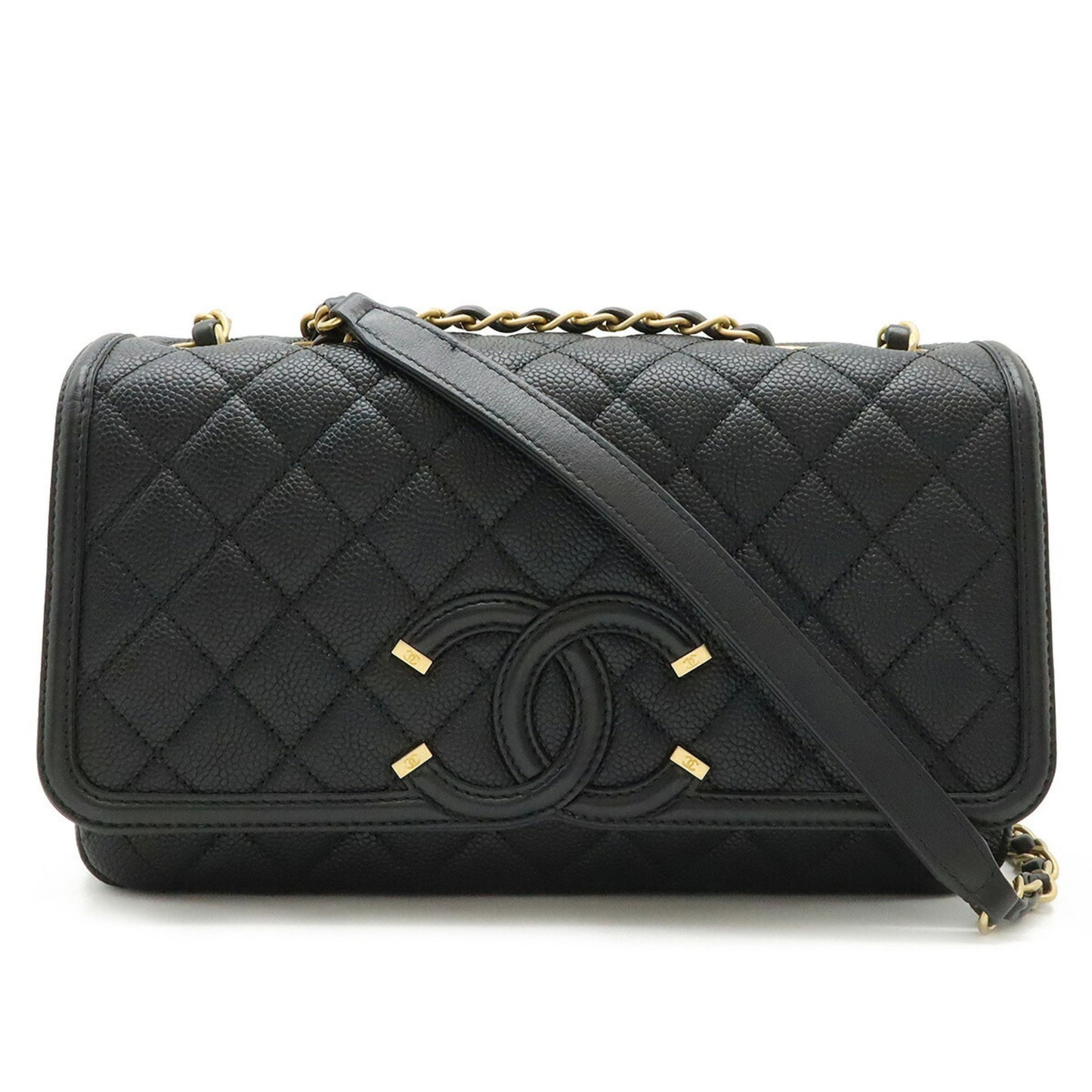 Chanel Calfskin Black Shoulder Bags