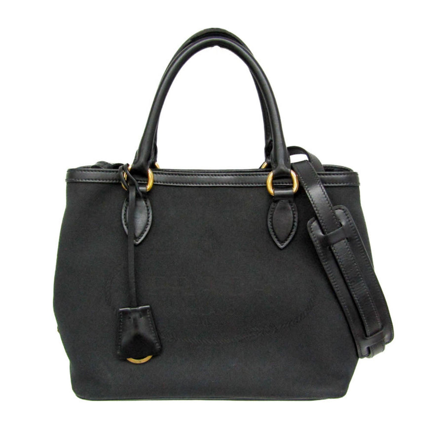 Prada Woven Fabric Black Handbags