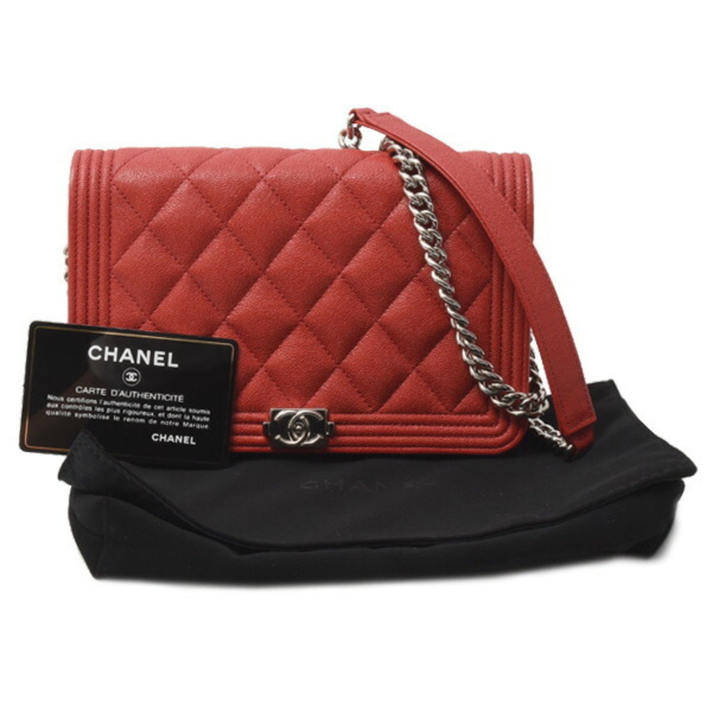 Chanel Calfskin Red Shoulder Bags