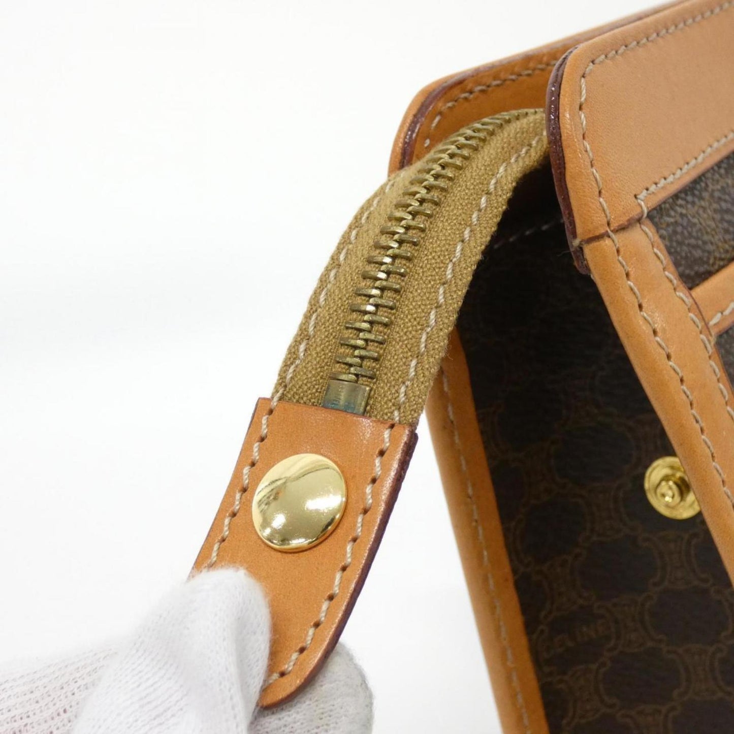 Celine Coated Canvas Brown Clutch Bags