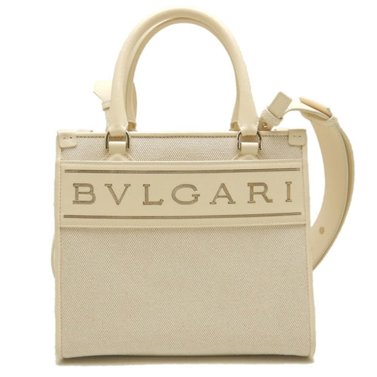 Bvlgari Canvas White Tote Bags