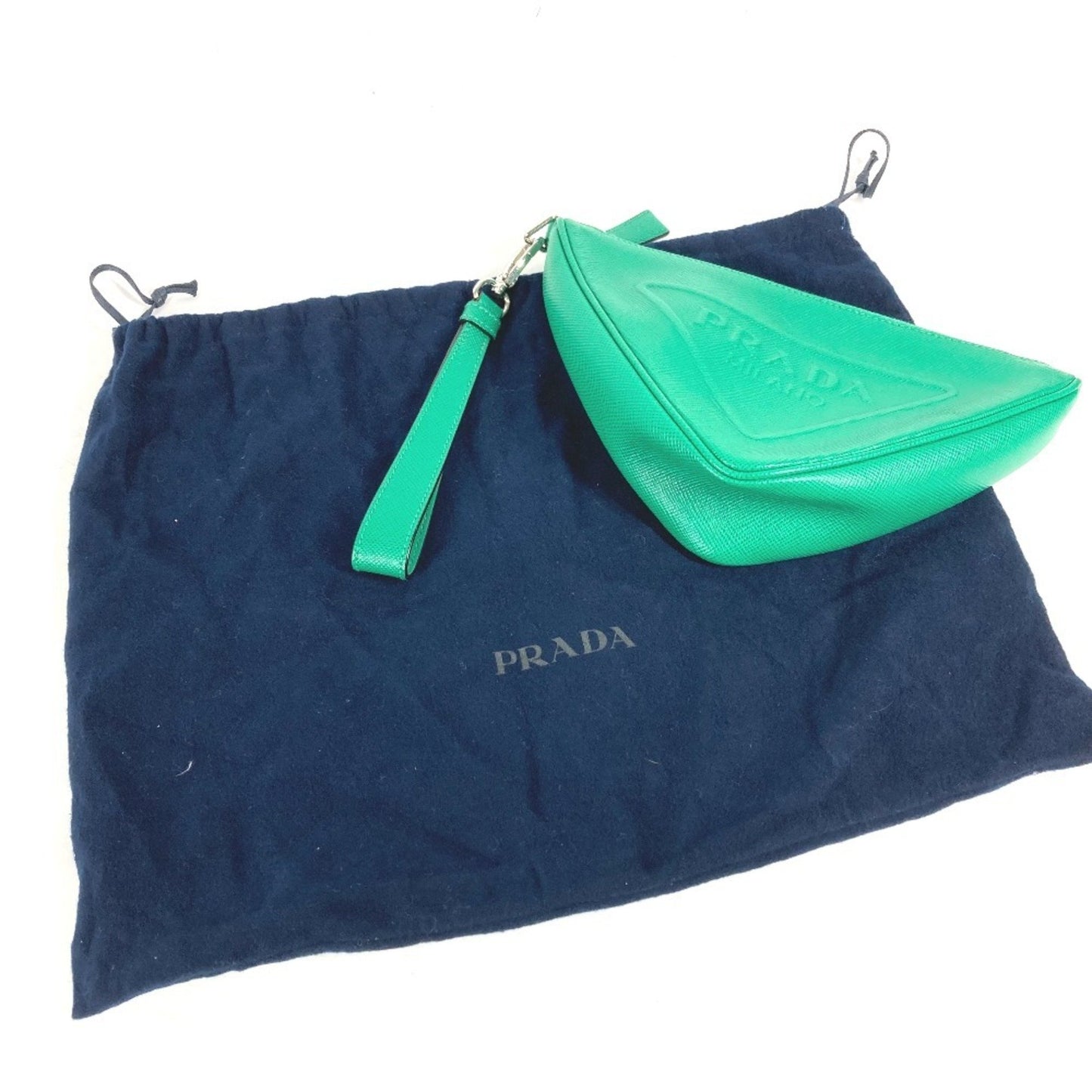 Prada Glossy Material Green Clutch Bags