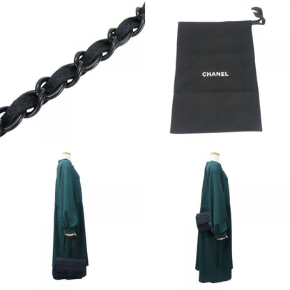 Chanel Woven Fabric Black Shoulder Bags