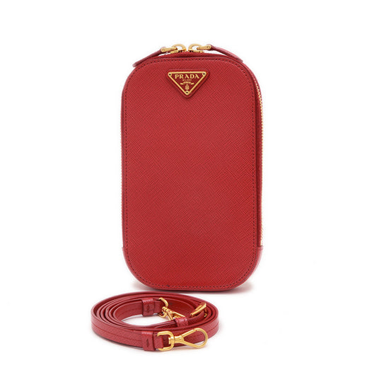 Prada Glossy Material Red Shoulder Bags