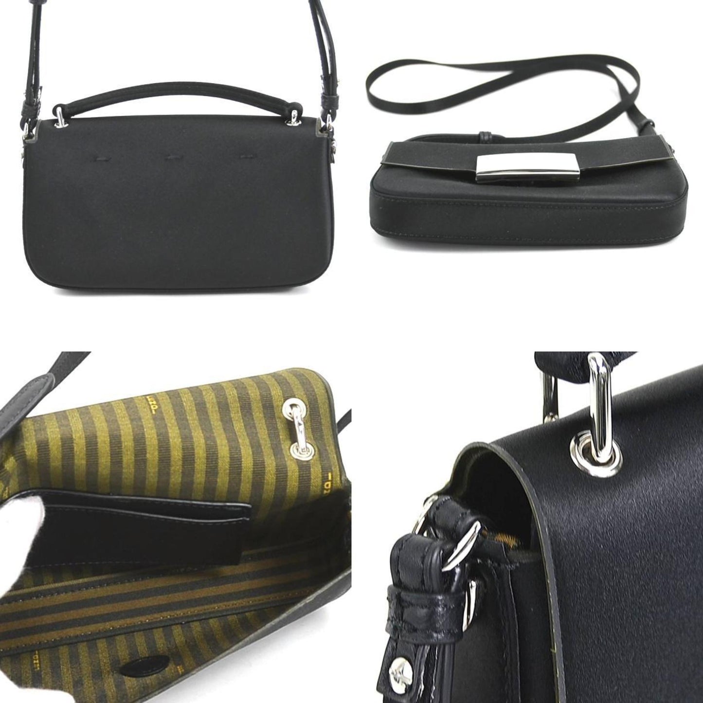 Fendi Silk Black Shoulder Bags
