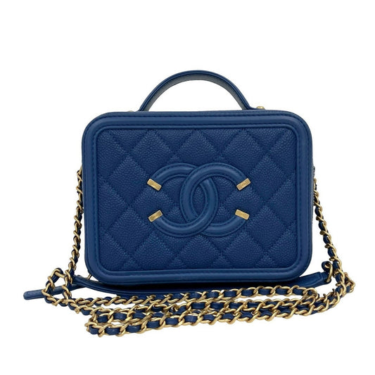 Chanel Calfskin Blue Shoulder Bags
