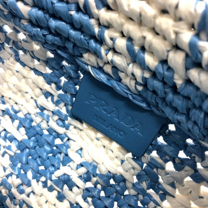 Prada Woven Fabric Blue Tote Bags