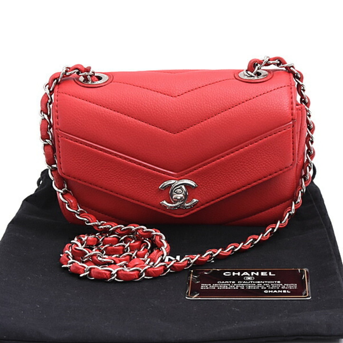 Chanel Calfskin Red Shoulder Bags