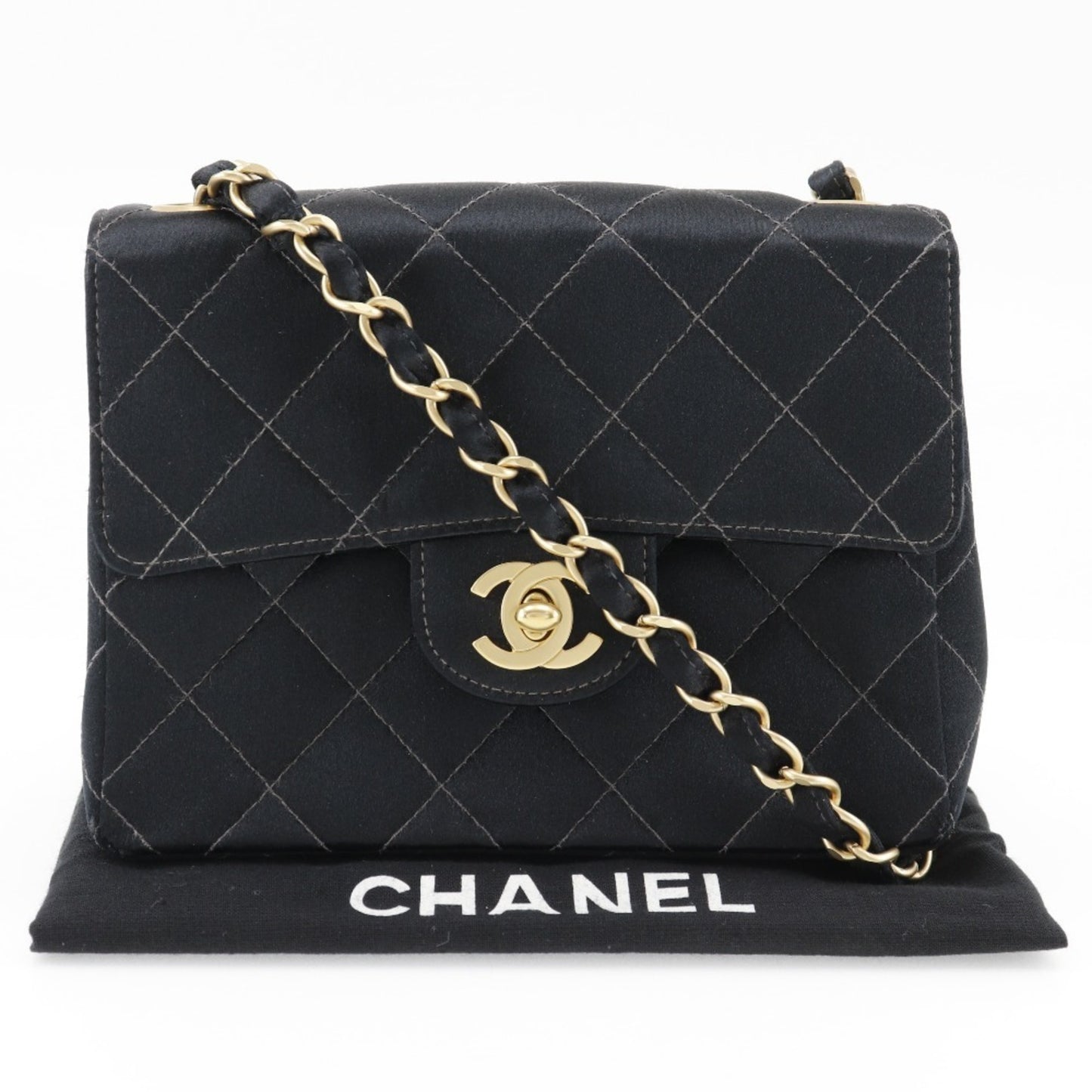 Chanel Satin Black Shoulder Bags