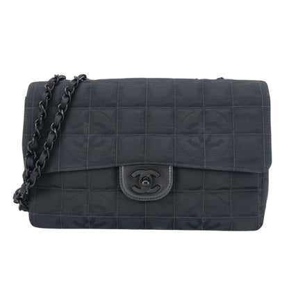 Chanel Woven Fabric Black Shoulder Bags