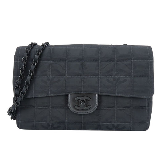 Chanel Woven Fabric Black Shoulder Bags