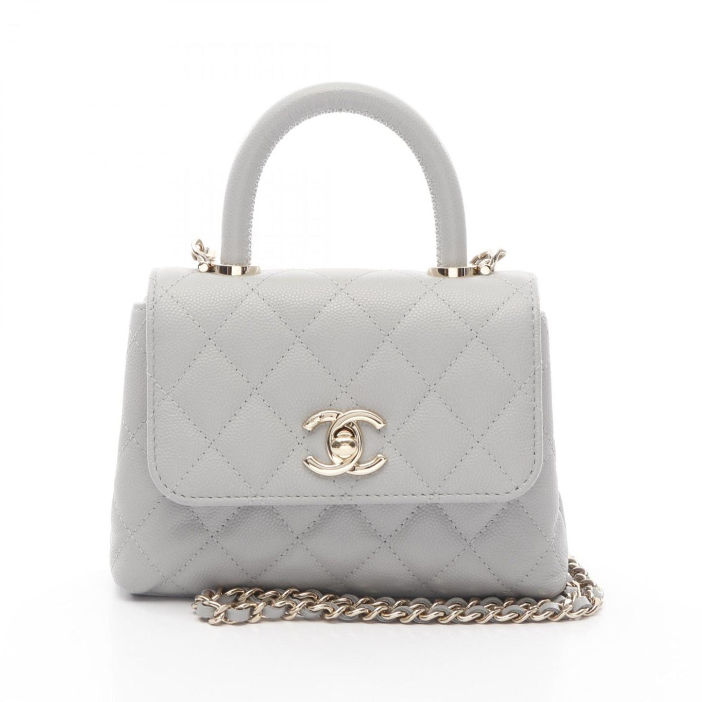 Chanel Calfskin Gray Shoulder Bags