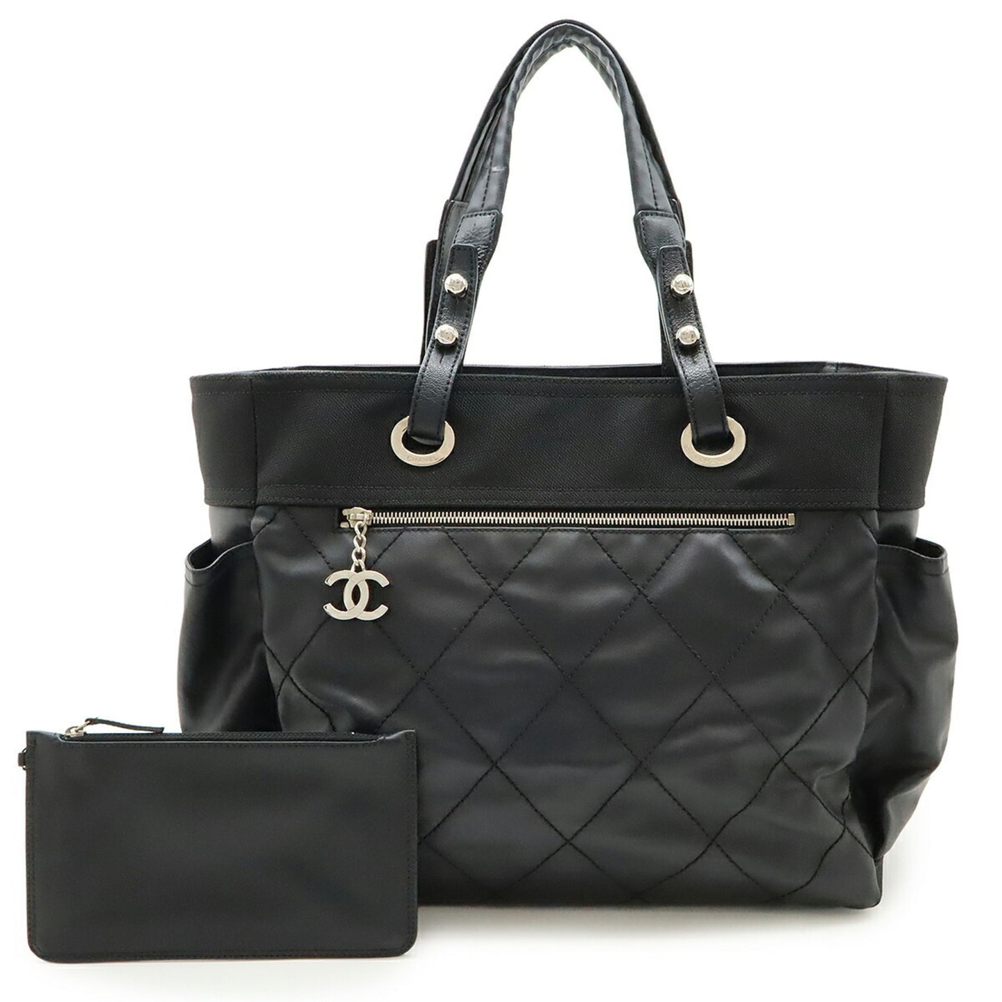 Chanel Coated Canvas Black Shoulder Bags