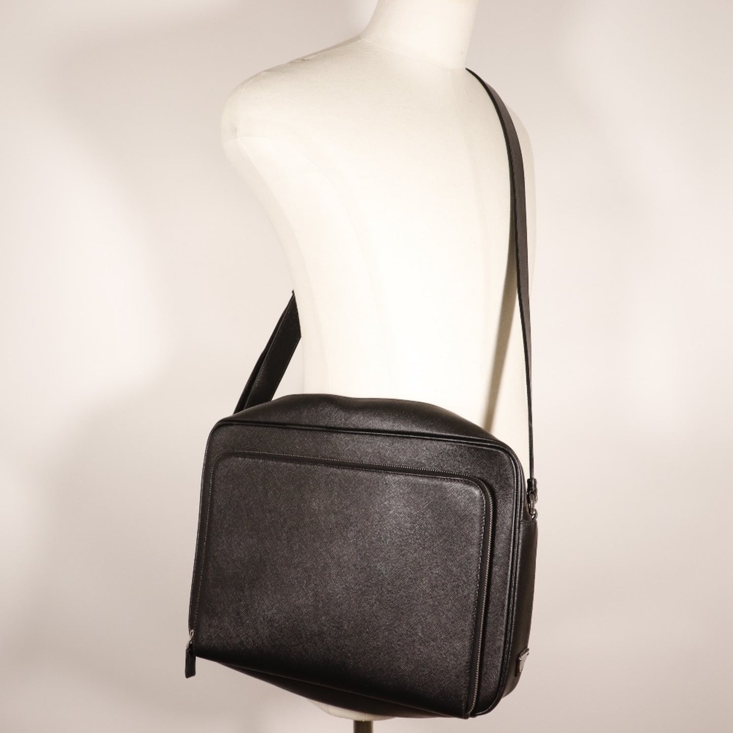 Prada Glossy Material Black Shoulder Bags