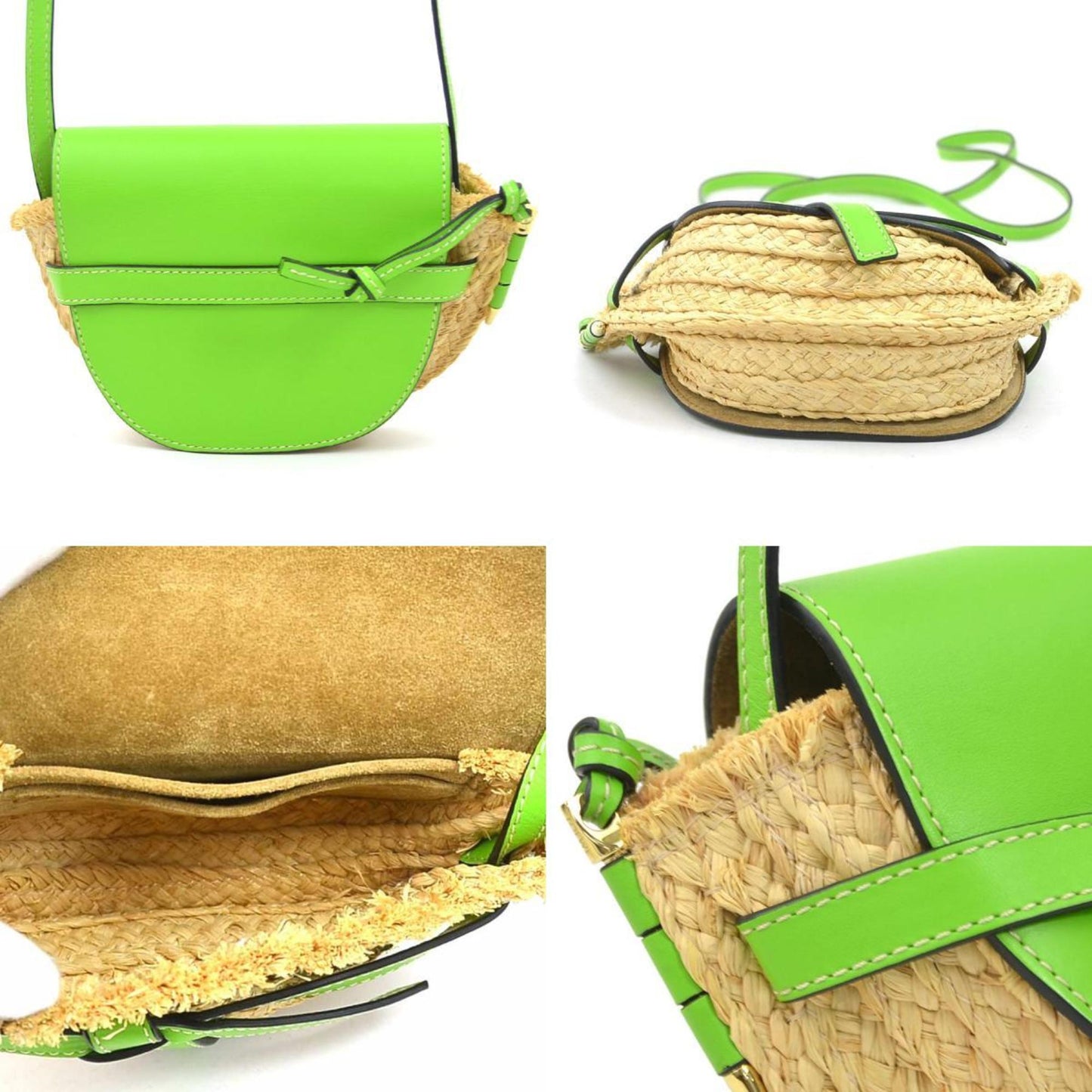 Loewe Woven Fabric Green Shoulder Bags