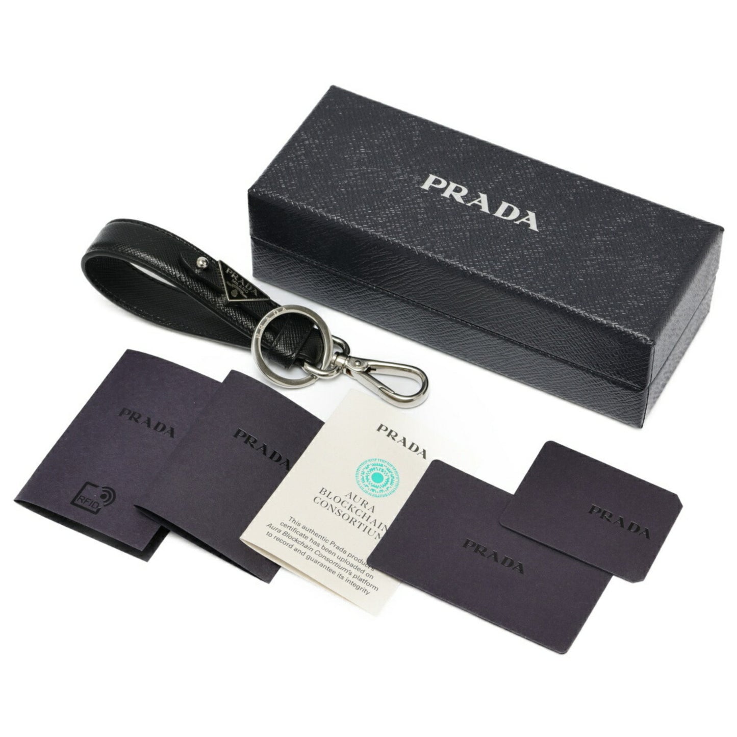 Prada Glossy Material Black Key Rings
