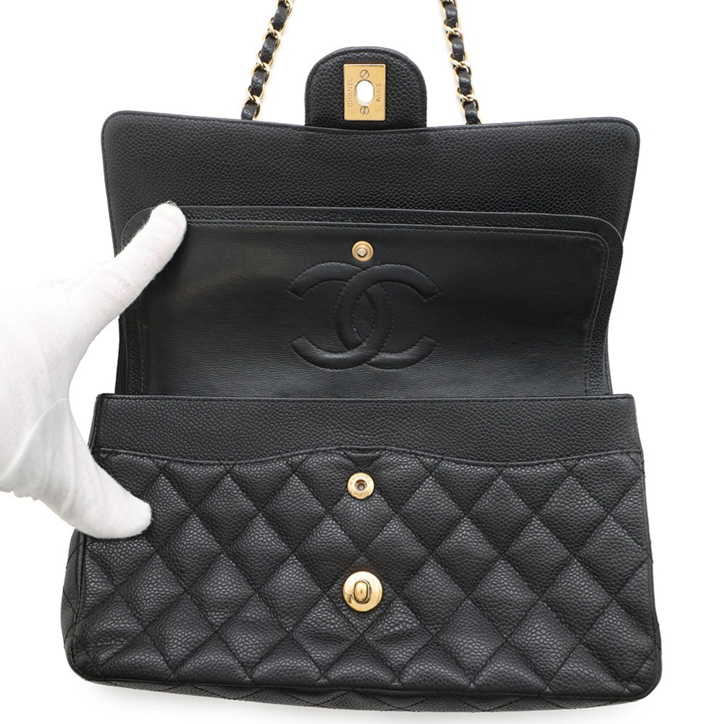 Chanel Calfskin Black Shoulder Bags