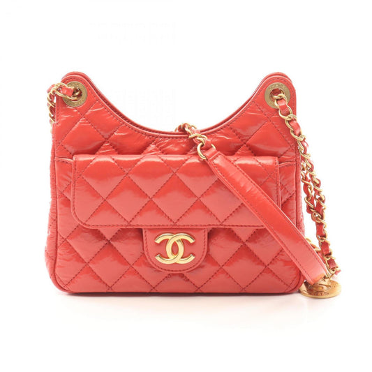 Chanel Patent Orange Shoulder Bags