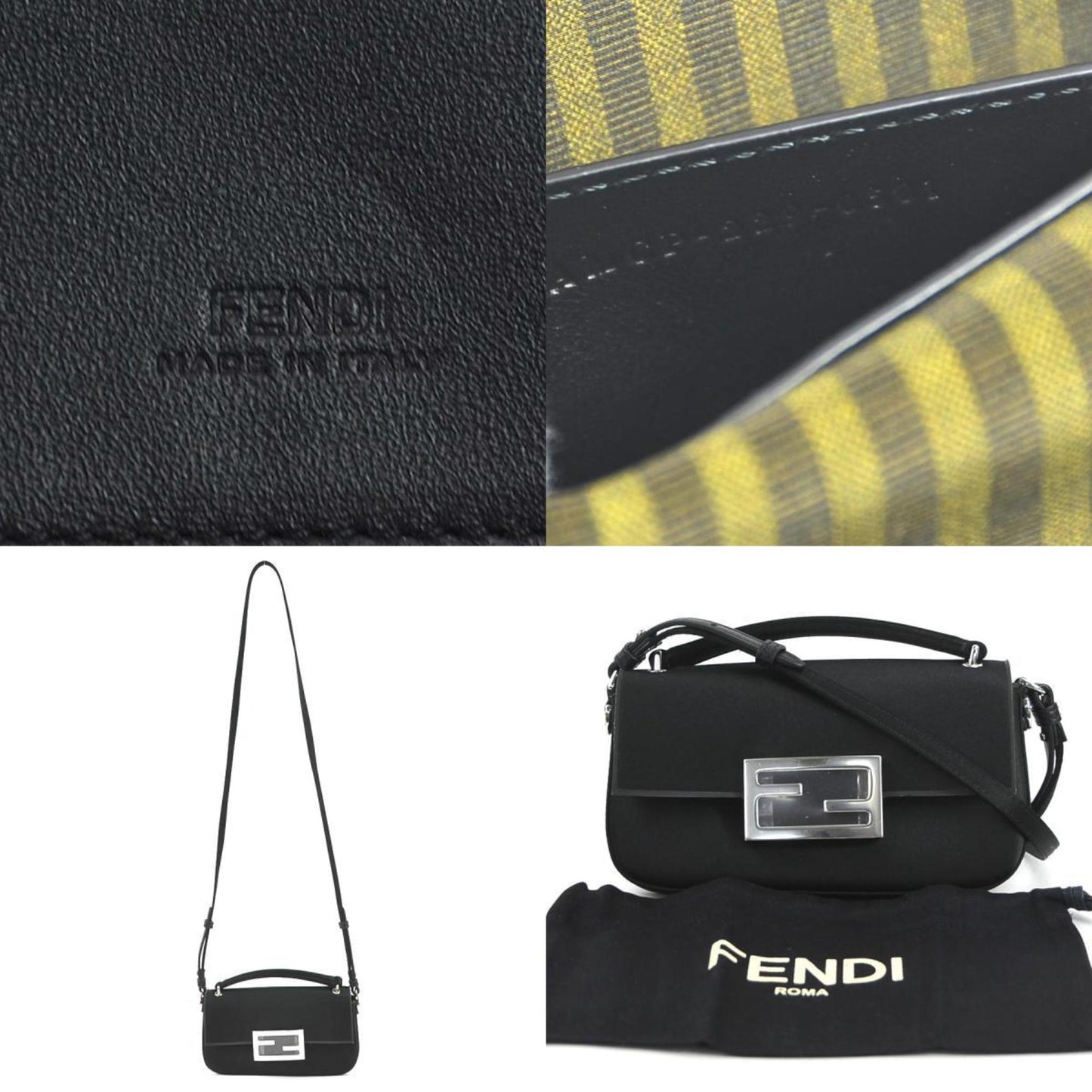 Fendi Silk Black Shoulder Bags