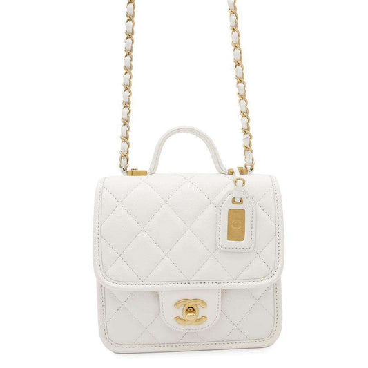 Chanel Calfskin White Shoulder Bags