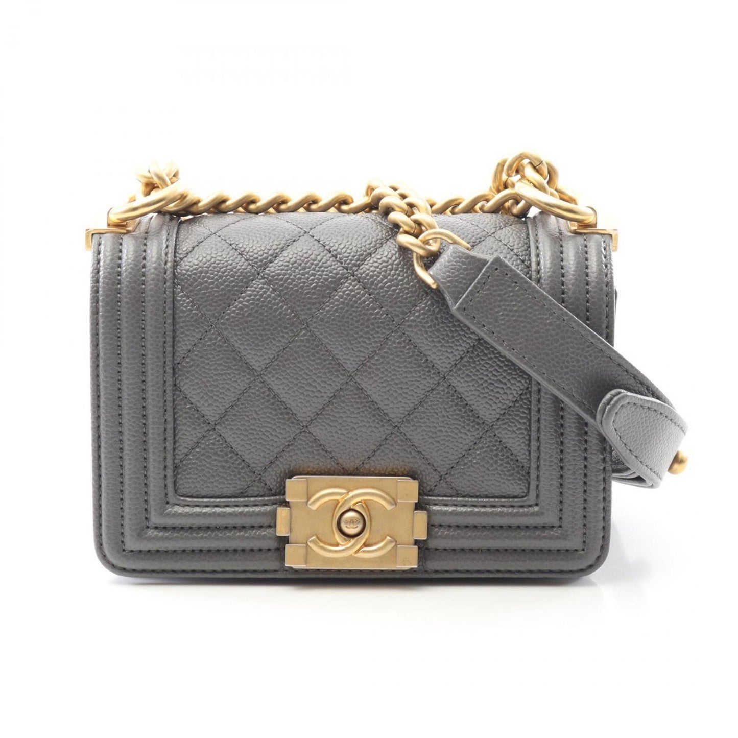 Chanel Calfskin Gray Shoulder Bags