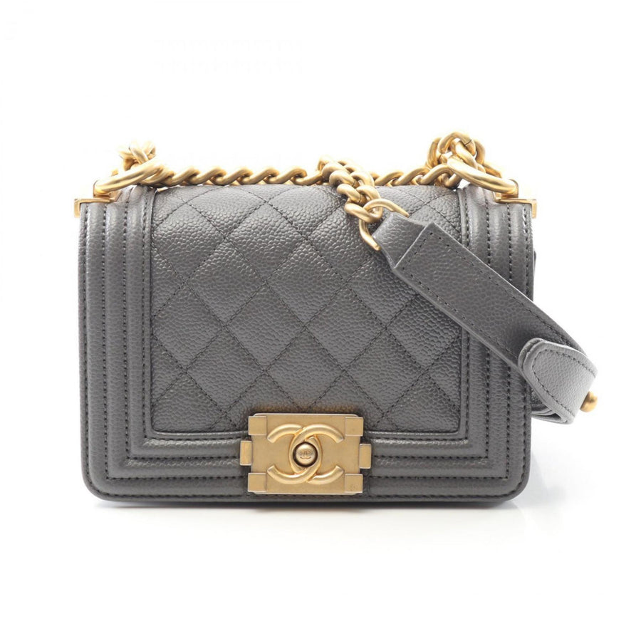Chanel Calfskin Gray Shoulder Bags